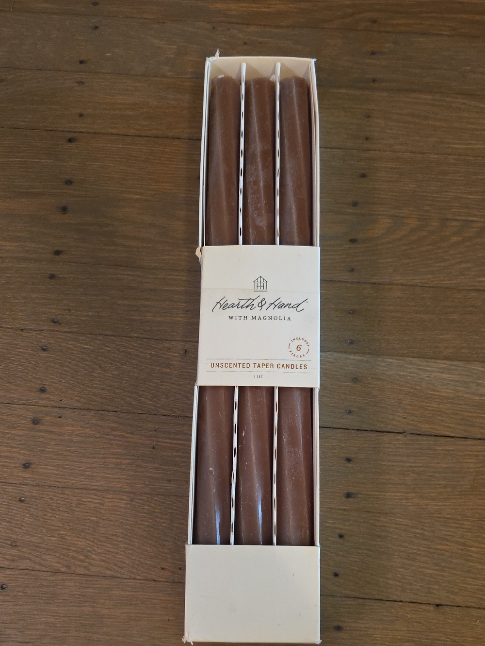 Hearth & Hand Brown Unscented Taper Candles - Set of 3